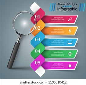 Realistic business magnifier. Zoom in and find.