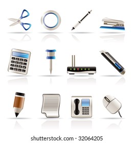 Realistic Business and Office Icons - Vector Icon Set