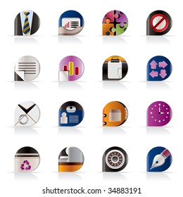 Realistic Business and Office Icons - vector icon set