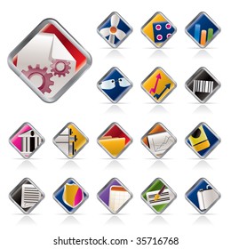 Realistic Business and Office Icons - Vector Icon Set