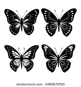 Realistic Butterfly Silhouette Vector Art Illustration Bundle - Perfect for Nature and Wildlife Designs.