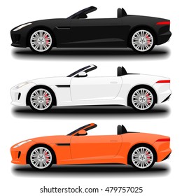 realistic cabriolet car. set