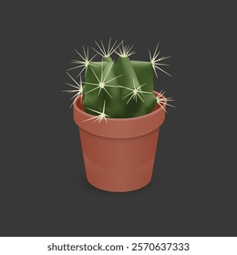 realistic cactuses in flower pot 