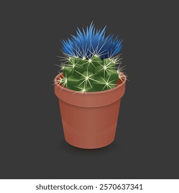 realistic cactuses in flower pot 