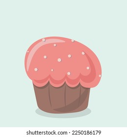 Realistic cake, vector chocolate dessert food, with sweet sugar sprinkles on light background. Beautiful vector content for your brand and design