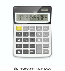 Realistic calculator isolated on white background. Vector EPS10 illustration.