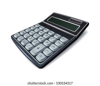 Realistic calculator isolated on white background