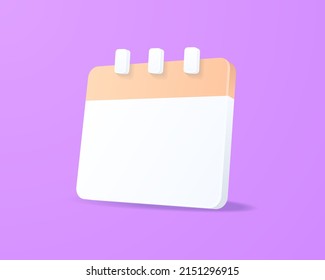 Realistic calendar 3d icon design illustrations. Date, planner, schedule vector design concept