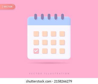 Realistic calendar 3d icon design illustrations. Schedule, date, day, event, appointment, time, deadline vector design concept
