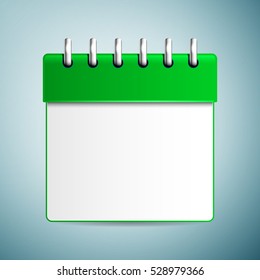 Realistic Calendar icon isolated on blue background. Vector Illustration
