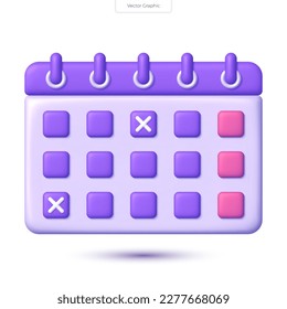 Realistic calendar icon. Vector planning concept. 3d vector illustration.