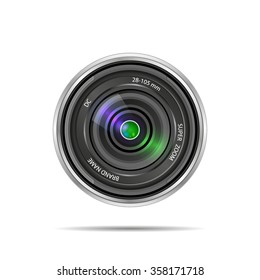 Realistic camera lens isolated on white background. vector illustrations