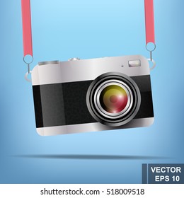 Realistic camera. Lens. Modern technologies. For your design.