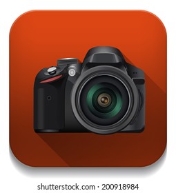 Realistic camera  With long shadow over app button