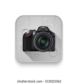 Realistic camera  With long shadow over app button