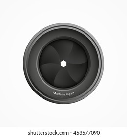 Realistic camera objective vector, isolated on white