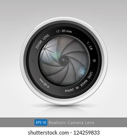 realistic camera photo lens with shutter