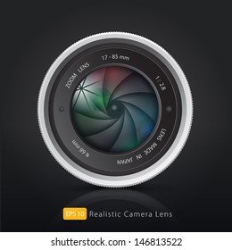 realistic camera photo lens with shutter