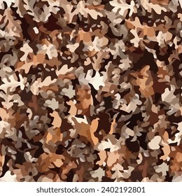 Realistic camouflage Seamless forest pattern. Branches and Oak leaves. Useable for hunting and wildlife photography purposes. Seamless vector illustra