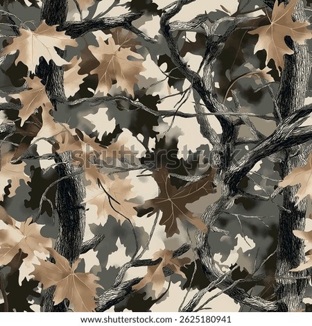 Realistic camouflage seamless pattern. Hunting camo for cloth, weapons or vehicles. Forest vector camouflage pattern