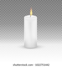  Realistic Candle Flame Fire Light isolated on transparent background. Vector illustration. Eps 10.