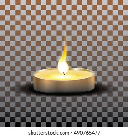 Realistic Candle Flame Isolated on transparent Background. Vector Illustration