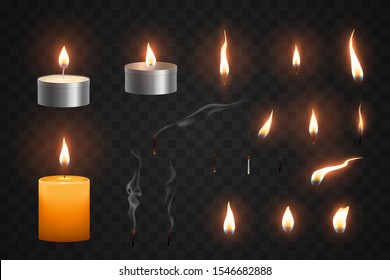 Realistic candle flame and smoke