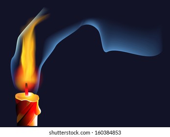 Realistic candle flame with smoke