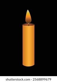 Realistic candle isolated on black background. Vector illustration.