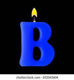 Realistic candle letter B isolated on black background. 3d. Stock - Vector illustration