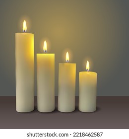 Realistic candles.Burning candle.Realistic candle fire light