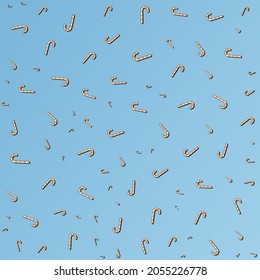 Realistic candy cane isolated on transparent backdrop. Vector illustration. Top view on icon. Template for greeting card on Christmas and New Year.