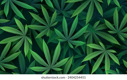 Realistic cannabis leaf background vector design in eps 10