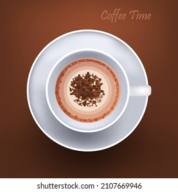 realistic cappuccino hot americano drink coffee break concept