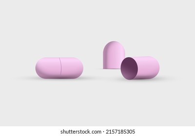Realistic capsules on a white background. Placebo. Vector illustration