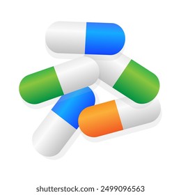 Realistic capsules pill and medicine capsule icon. painkillers, antibiotics, vitamins. Medicine. Vector illustration