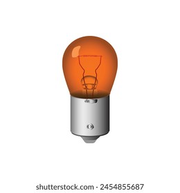 Realistic car 12V amber type incandescent light bulb for front turn signal indicator illustration vector.