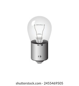 Realistic car 12V incandescent light bulb for rear turn signal indicator or back up light illustration vector.