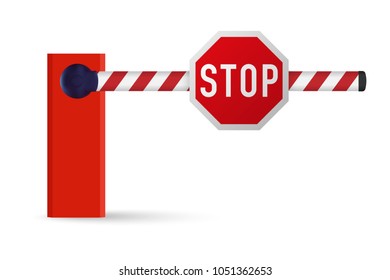 realistic car barrier with stop sign. vector illustration