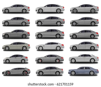 Realistic Car Big Sedan Set 18 Stock Vector (Royalty Free) 621701159 ...