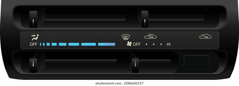 Realistic car climate control slide type cooler and dual wind direction mode only without air compressor switch and air blend position mark illustration vector.