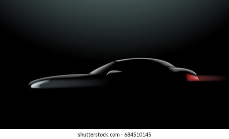Realistic Car In The Dark. Side View. EPS10 Vector