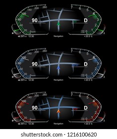 realistic car dashboard. Set