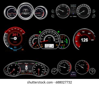 Realistic Car Dashboard. Set