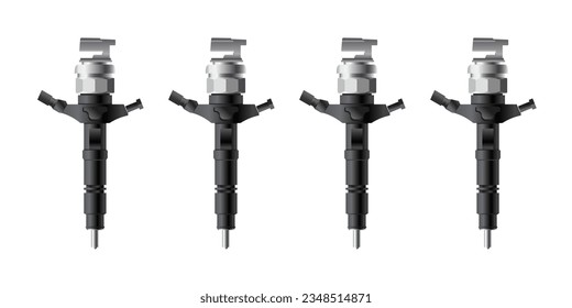 Realistic car electronic diesel injector illustration vector.