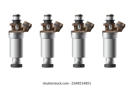 Realistic car electronic fuel injector solenoid illustration vector.