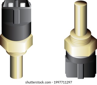 Realistic Car Engine Coolant Temperature Sensor Negative Thermal Coefficient (NTC) Type In Electronic Fuel Injection System.