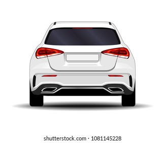 realistic car. hatchback. back view.