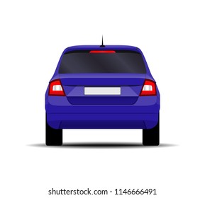 realistic car. hatchback. back view.
