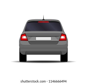 realistic car. hatchback. back view.